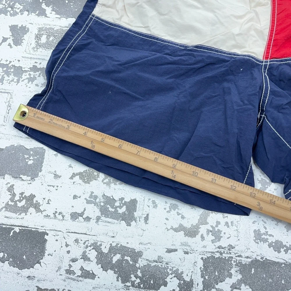 Vintage Tommy‎ Hilfiger Swim Trunks Men Medium Red White Blue Bored Shorts Flag